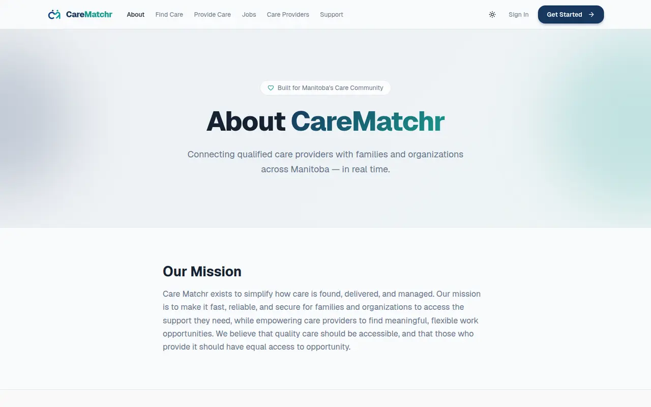 CareMatchr product about surface